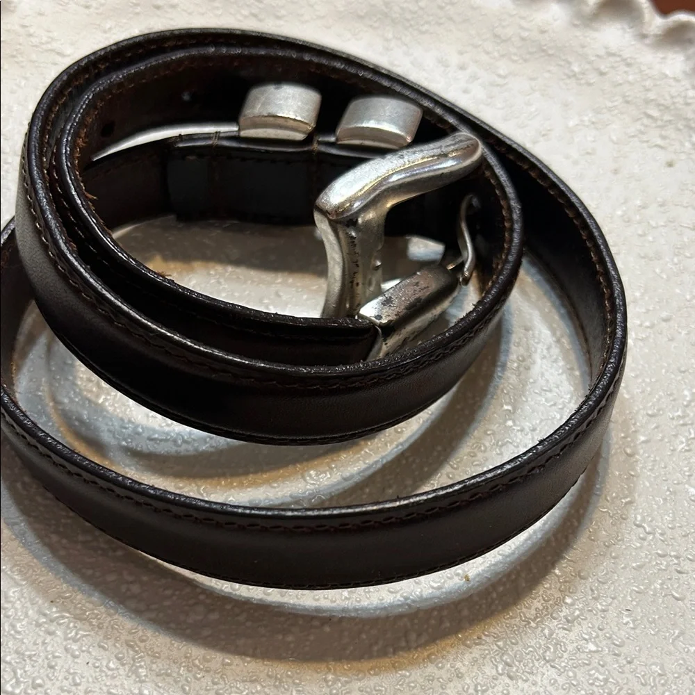 Set/2 Vintage Oil tanned cowhide Silver & Leather Belt Medium Black & Brown